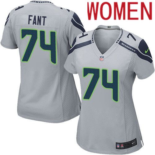 Women Seattle Seahawks #74 George Fant Nike Gray Game NFL Jersey->women nfl jersey->Women Jersey